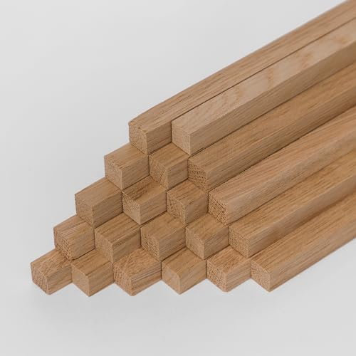 20 quadratische Holzstäbe in Eiche zum Basteln aus Naturholz - Holzstäbchen aus Massivholz 10 x 10 x 250mm
