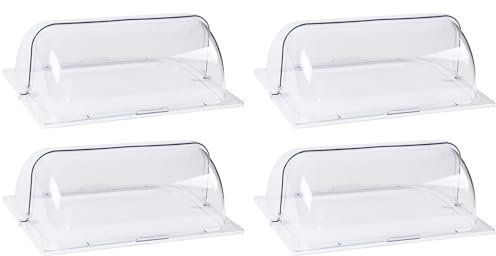 4er-Pack Klar Plastik Chafing Dish Abdeckung Volle Größe Roll Top Bäckerei-Pfanne Lebensmittel-Display-Abdeckung Für Kuchen Cupcake Ausstellung, Rechteckig