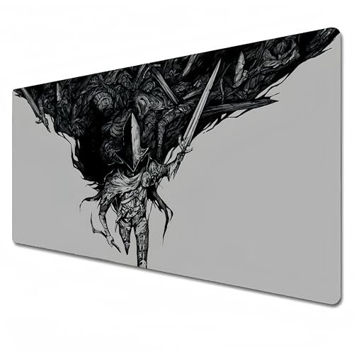 Odrys Dark Souls III mouse pad|Black and white gaming mouse pad|XXL mouse pad 900x400|Office desk mat large|Waterproof - Anti slip|Abyss Watchers (31.5 x 11.8 x 0.1 in)