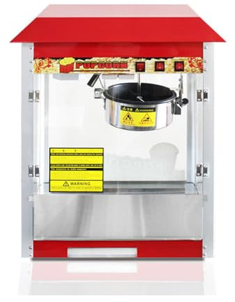 JJENXYYDS Grande Machine à Pop-Corn rétro,Professionnelle Appareil Professionnel Sucré Caramel Distributeur Machine Rétro pour équipement de Pop-Corn de cinéma (1600 W,Revêtement Téflon, Rouge)