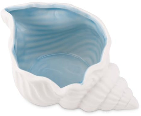 NQEUEPN Conch Shape Ceramic Jewelry Tray, Aqua Shell Trinket Tray Seashell Jewelry Dish Ocean Style Jewelry Plate Decorative Storage Holder for Ring Earrings Necklace Bracelet Watch Key