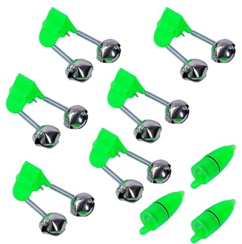 KLOPINXINGH Fishing Bite Alarm - Luminous Dual Bell Rod Indicator with Dual Alarm System, Deep Green Clip Design