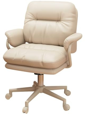 Aufgabe Home Office Stühle Bequemer Computer-Schreibtischstuhl Computer-Drehstuhl Mit Armlehne Ergonomischer Bürostuhl, Höhenverstellbarer Arbeitsstuhl Für Das Schlafzimmer(Cream White,White Legs)