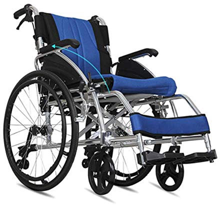 - Leichtgewicht-Rollstuhl, Leichtgewicht für Erwachsene, Aluminiumlegierung, Abnehmbare Armlehnen, Zusammenklappbar, Leicht zu tragen, Ältere Menschen, Behinderte, Ultraleichter Gehwagen mit Handschub