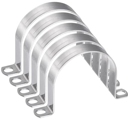 sourcing map 5pcs 3 1/8 Inch 80mm Conduit Clamps, M80 U Tube Pipe Clamp, Stainless Steel Rigid Pipe Strap, U Shaped Bracket with Two Hole for Pipe Tube Hose Wire Cord,Thick