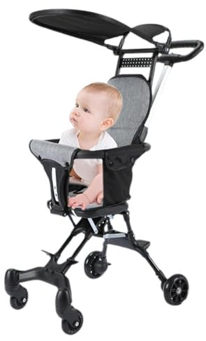 Kioriur Kinderwagen für Kinder mit Dach, Reisebuggy für Kinder, leichter Kinderwagen für Reisen, zusammenklappbar – Kinderwagen mit bidirektionalem Sitz für Flugzeug und Kofferraum für Reisen