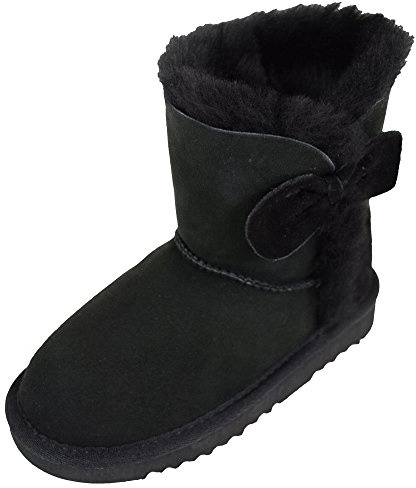 SNUGRUGS Kids Genuine Sheepskin Boot with Bow Design and Reinforced Heel