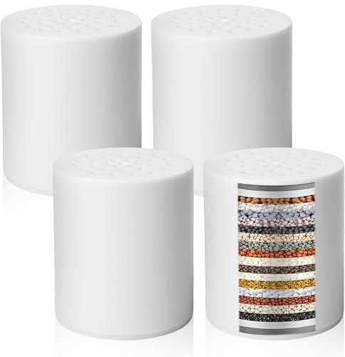 WIYETY 4 cartuchos de repuesto universales de 22 capas, filtro de ducha universal, filtro de ducha para agua dura, cartucho de filtro para filtro de ducha, eliminación de cloro y fluoruro