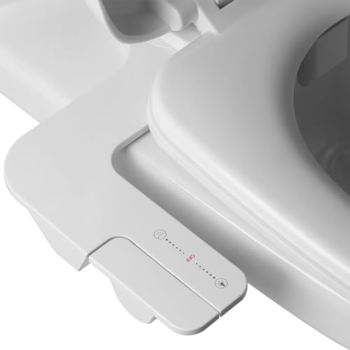Bidet Attachment for Toilet UK - Non-Electric Cold Water Bidet Toilet Attachment Adjustable Water Pressure Dual nozzles Front Wash Back Wash Bidet with Brass Inlet (White)