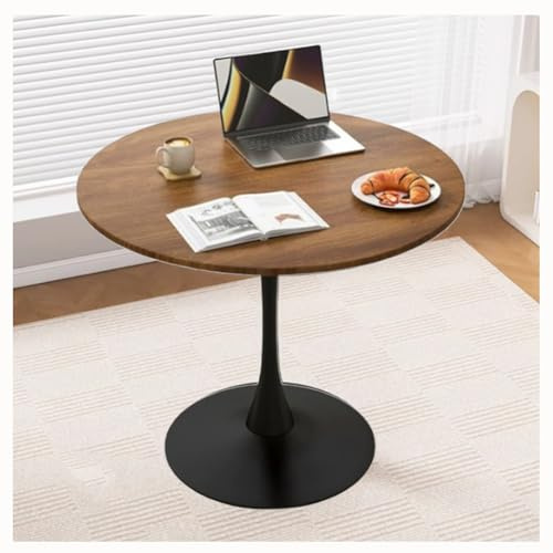 Table à manger ronde moderne en noyer 80 cm Table tulipe pour cuisine et salle à manger Meubles élégants pour le salon Taille : 70 cm