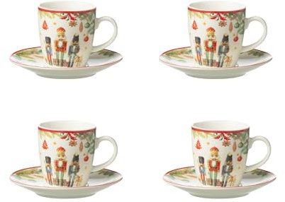 J-Line tasse + sous-tasse Casse-Noisette - céramique - blanc - boîte de 4