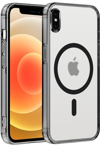 Coiwxmoi Coque pour iPhone X/XS (5,8) Étui, Coque TPU Souple Transparente avec Anneau Magnétique, Anti-Empreintes Digitales Backcover, Anti-Dérapante Anti-Chocs Etui, Noir
