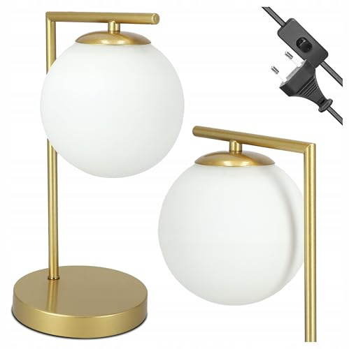 SMART LED Schreibtischlampe E27, Runde Leuchtenkopf für Homeoffice, Büro Tischlampe, Gold, Austauschbare Lichtquelle, Klassischer Look (Gold, geschlossener Lampenschirm)