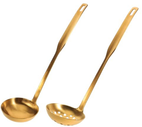Gatuida 2piezas Cucharón y Espumadera Colador De Líquidos Para y Cucharas Para Servir Mango
