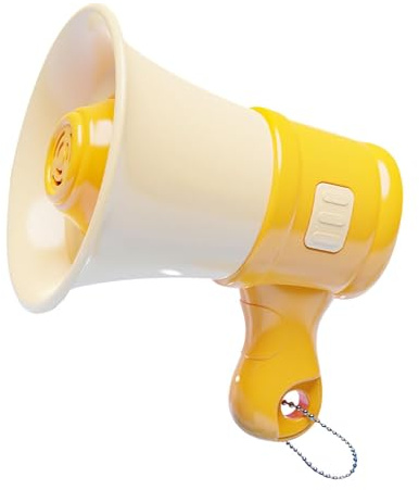 MagiDeal Mini Megaphone Bullhorn Schlüsselbund mit Musik lustiger Kompaktverstärker -Lautsprecher mit Kette für 3, 4, 5, 7, 8 Jahre alte Geschenk, Gelb