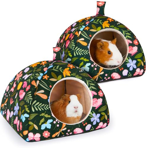Hedgeink Meerschweinchen Bett 2er Set – Waschbares Hamsterhaus mit weichen Matten, Kaninchen Versteck mit Rutschfester Unterseite, Kleintier Höhle für Igel, Chinchilla, Frettchen