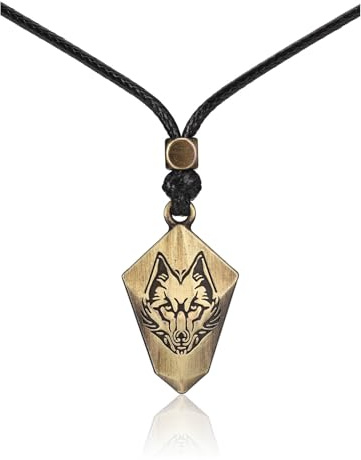 Zysta Verstellbar Leder Halskette mit Wolfskopf Anhänger Retro Handgefertigte schmuck für Männer Frauen