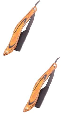 WRITWAA 2 Piezas maquinilla de afeitar Hombres acero hoja única afeitadoras maquinillas de afeitar afeitadora manual para barba madera