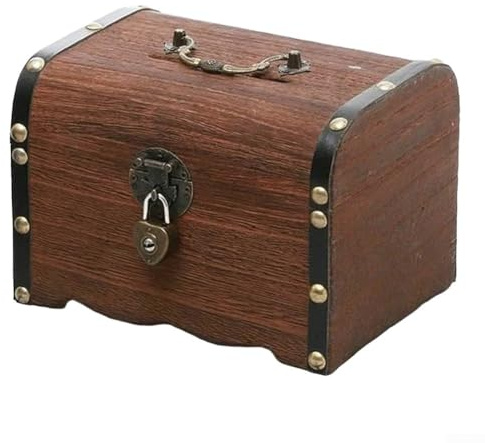 Jotekonoby Tirelire cochon en bois avec serrure et clé pour adultes et enfants - Boîte de sécurité pour argent liquide, pièces de monnaie, billets - Coffre au trésor en bois - Outil d'éducation