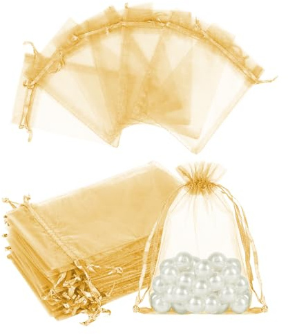 YZROHYI 50 Piezas Bolsa Organza Pequeña 10x15 CM,Bolsas de Regalo Tul Transparentes con Cordón,Bolsitas de Lavanda,Bolsas para Guardar Joyas,Saquitos Regalo Boda,Bolsa de Dulces para Cumpleaños