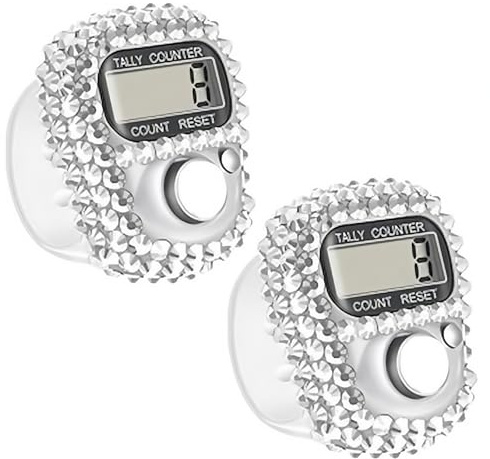 2pcs Electronic Finger Tally Counter Clicker Counter,Convenient Portable Digital Display Tally Counter,Resettable Mini Lap Counter for Golf Goods Counting Accessories,Track and Field Lap Counters