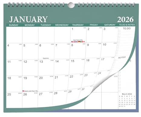KAIYAYA 2026-2027 Wandkalender Monatskalender mit 18 Monaten Design, Doppelspiralbindung und dickem Papier, Kalender für Zuhause oder Büro, Wandplaner mit übersichtlicher Monatsansicht