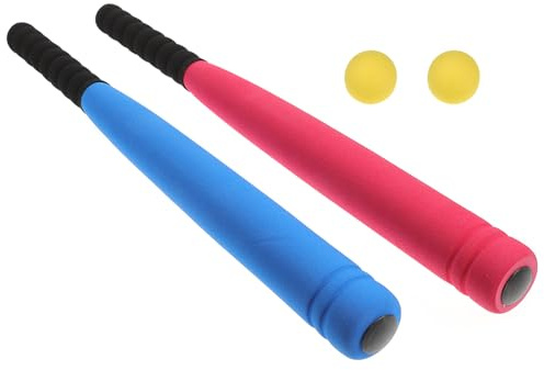 NOLITOY Bate de Béisbol Espuma Eva Set de 2 Bates y 2 Balones Juguete Seguro para Exteriores Desarrollo Motriz y Coordinación Mano-Ojo Color Aleatorio Color Aleatorio