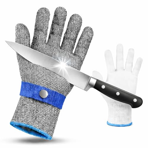 2EcomPack Guantes anticorte cocina nivel ANSI A9, protección integral de palma, dorso, dedos y muñeca, CE EN 388:2016 2 4 4 X F, con guante interior de nylon para mayor comodidad. (1, M)
