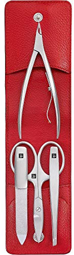 Zwilling TWINOX Asian Competence Maniküre Set 4-teilig Pediküre Pflege Hände Füße Reise Mann Echtleder Rot 97267-002-0