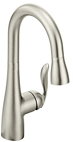 Moen Arbor Spot Resist Stainless One-Handle Pulldown Bar Faucet Featuring Reflex, Single Hole Kitchen Sink Faucet, 5995SRS