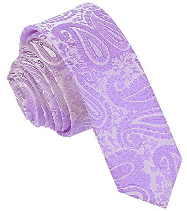 DQT Mens Paisley Floral Jacquard Wedding Formal Necktie - Lilac
