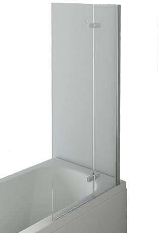 VeeBath SSF031 Fenwick 5mm Bifold Toughened Safety Glass Bath Screen Folding Shower Panel Chrome - 1400x750mm