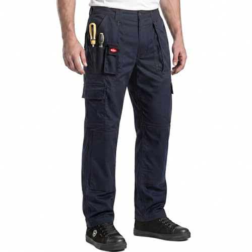 Lee Cooper LCPNT206 Arbeitskleidung Herren Multi Pocket Pflegeleicht Strapazierfähige Kniepolstertaschen Sicherheit Arbeit Cargohose, Schwarz, 40W/29L