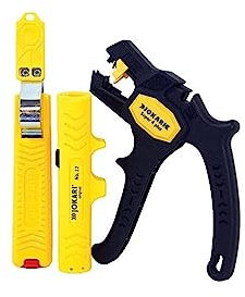 Jokari Kabelverarbeitungs-Set (mit Kabelmesser No. 28, Kabel-Entmanteler No. 12 und Abisolierzange Super 4 Plus, für Rundkabel Ø 8-28 mm) 490107