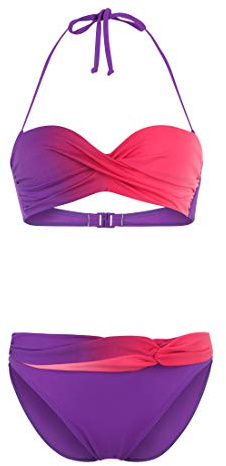 Lascana Damen Bügel-Bandeau-Bikini | mit Farbverlauf, Bügel, wattierte Cups, abnehmbare Nackenträger, Twist-Optik für perfekten Halt