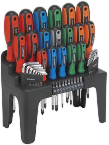 Sealey S01090 Hex Key with Screwdriver Bit Set, 44 Pieces