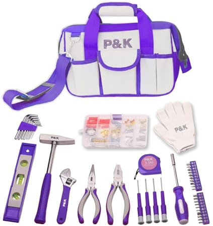 P & K 141-teiliges lila Werkzeugset mit praktischer Tasche | Perfekt für präzise Reparaturen & DIY-Projekte in stilvollem Design