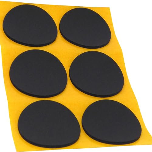 Adsamm® / 6 x Patins antidérapants Autocollants en Caoutchouc cellulaire EPDM/ø 70 mm/Noir/Rond/Patins antidérapants de 2,5 mm d'épaisseur