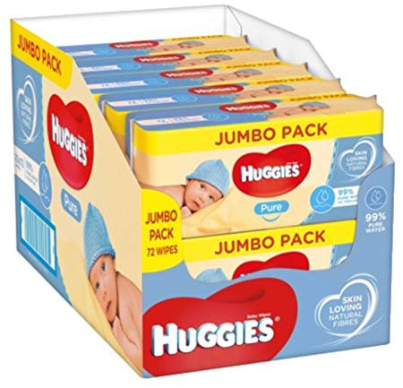 Huggies Pure Baby Wipes - Pack of 10 (10 x 72 Packs, Total 720 Wipes)