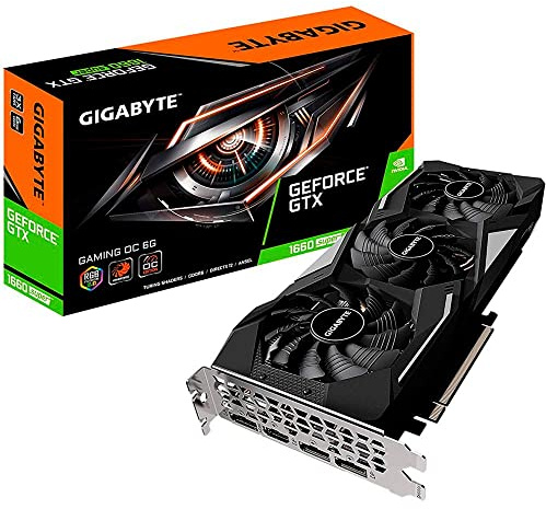 Gigabyte Tarjeta gráfica GeForce GTX 1660 Super Gaming OC 6G, 3 Ventiladores Windforce, 6 GB GDDR6 de 192 bits, Gv-N166SGAMING OC-6GD