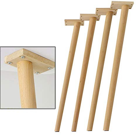 Refue Tischbeine aus Holz, 50 cm-75 cm Tischgestell Möbelfüße für Esstisch/Couchtisch/Teetisch/Computertisch, Konisches rundes Bein, 4 Stück