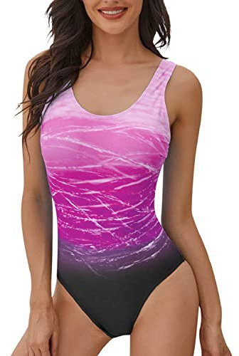 heekpek Costumi da Bagno Donna Sexy Tinta Unita Monokini Costume Trikini Gradient Sportivo Bikini Brasiliana Push up Un Pezzo Costumi Interi con Tracolla Incrociata, Viola, M