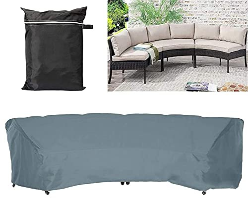 Garden Furniture Covers COOSOO Outdoor Sectional Curved Sofa Protector Covers waterproof for Half-Moon Couch Sets Sofa Furniture Cover Dustproof Windproof Anti-UV (483×110×92cm/190×43×36in, Gray)