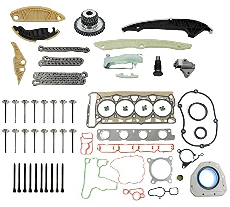 Flynsu Steuerkettensatz & Ventilsatz passend für 2004-2017 1.8 2.0 TFSI TSI CAD CAEB CAE CAWA CAW CBFA 06H109158J 06H109467N