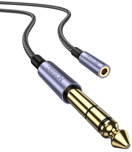 MOSWAG 1/4 to 3.5mm Headphone Adapter 6.6FT/2Meter,TRS 6.35mm 1/4 Male to 3.5mm 1/8 Female Stereo Jack Audio Adapter for Amplifiers,Guitar Amp,Keyboard Piano,Home Theater,Headphones and More
