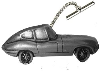 Krawattennadel mit Kette, Motiv Sportwagen, E-Type 1, FHC, ref101, Zinn-Effekt, mit Kette