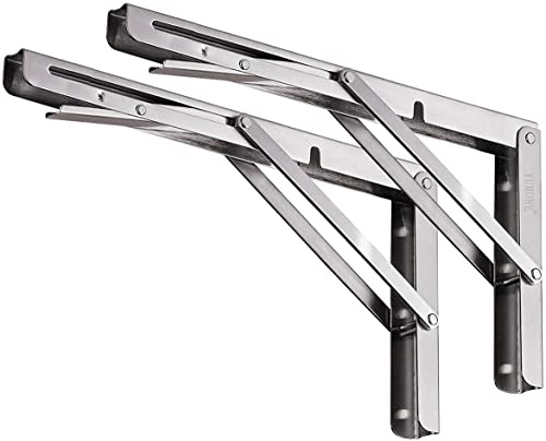 YUMORE Klappkonsole Schwerlast 350mm Regalträger Klappbar Wand Edelstahl | Klappregalhalterungen Tischhalter Klappscharnier für Bänke Regale Wandmontage, Platzsparende, Kapazität 150kg [2PACK]