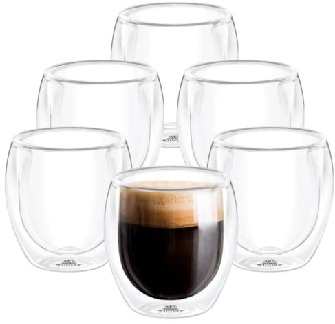 Wilmax | Termoglas dubbelväggiga | latte macchiato-glas dubbelväggiga | 250 ml | set om 6 | kaffeglas | cappuccinokoppar | dricksglas | iskaffekopp | kaffekoppar | teglas