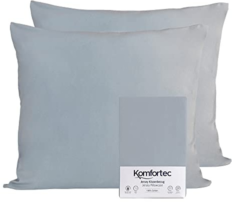 Komfortec 100% Baumwolle Kissenbezüge 2er Set 60x70 cm, Superweicher Premium Jersey Kopfkissenbezug 150 g/m², Kissenhülle, Grau