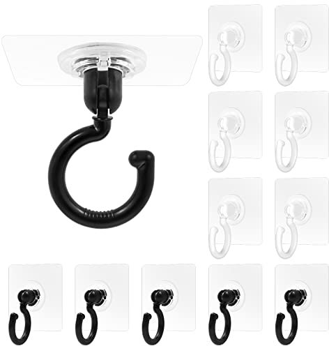 JNZLT 12 Stück Deckenhaken Selbstklebend 360° Drehbar Klebehaken Deckenhaken Ohne Bohren Transparent Wasserdicht Haken Wandhaken,5kg Belastung für Bad Küche Büro Schlafzimmer